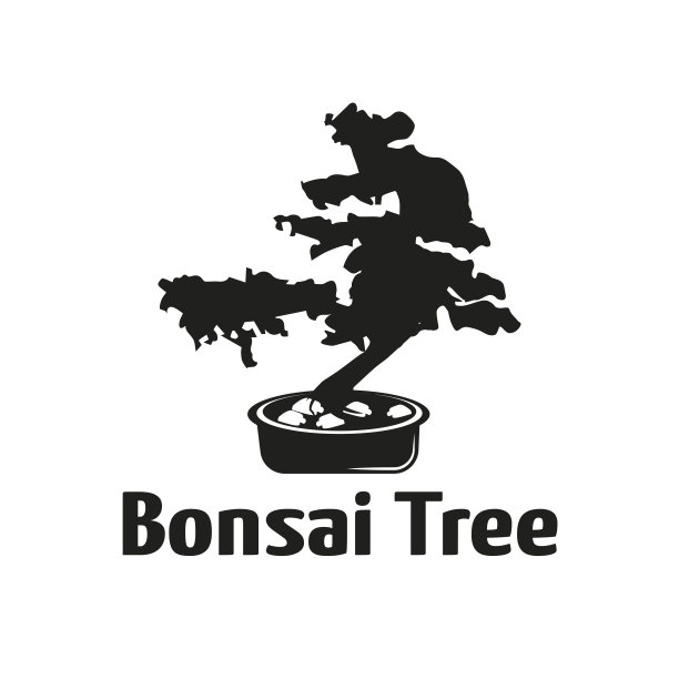 复古盆景符号矢量设计模板，盆景符号剪影，插图图片下载