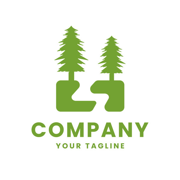 河溪景观符号设计两棵自然树符号图片下载