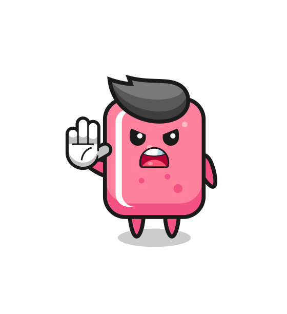 泡泡糖角色做停止手势图片下载