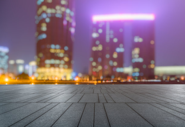 现代建筑的空砖楼面夜景图片下载