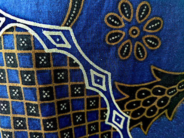 蓝色图案面料图片下载