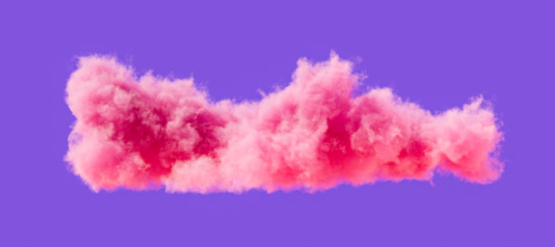 单瓣粉色云彩形成，浪漫柔和的云彩，3d渲染图片下载