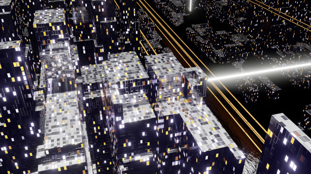 俯瞰黑夜城市街道图片下载