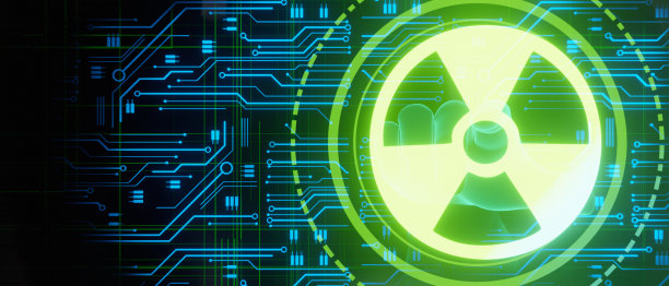未来的框架，辐射标志，有毒标志在现代旗帜背景技术壁纸3D渲染图片下载