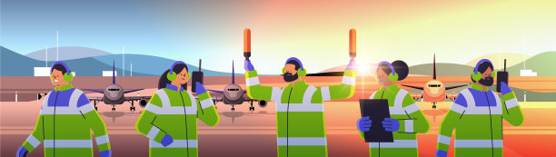 航空marshallers督导队伍的制服图片下载