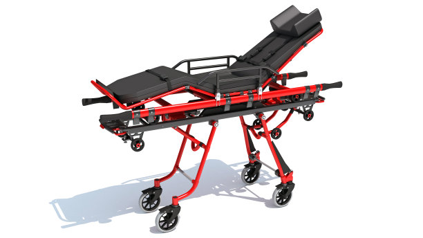 担架手推车医疗设备3D渲染在白色背景图片下载