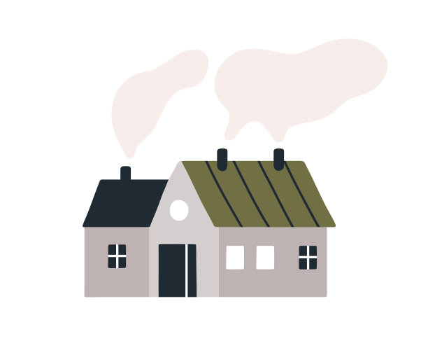 房子有烟从烟囱乡家进来图片下载