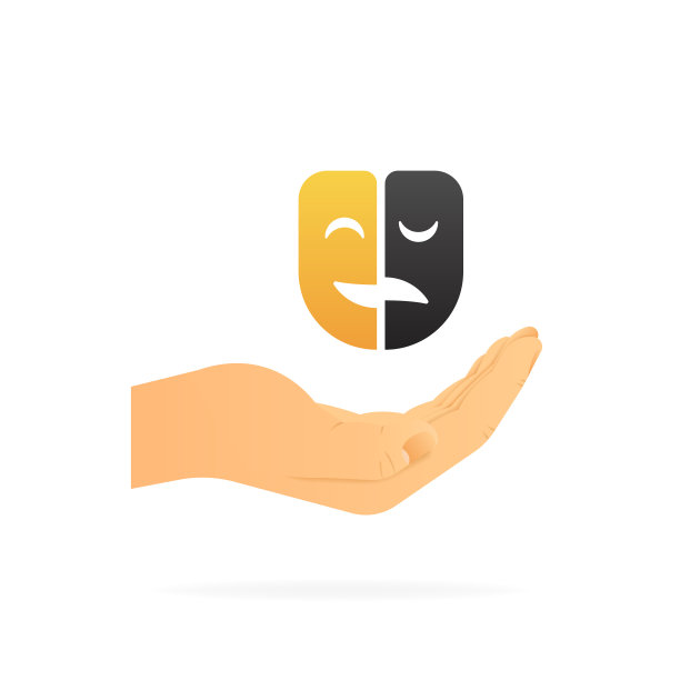 手握戏剧面具逼真的手图片下载