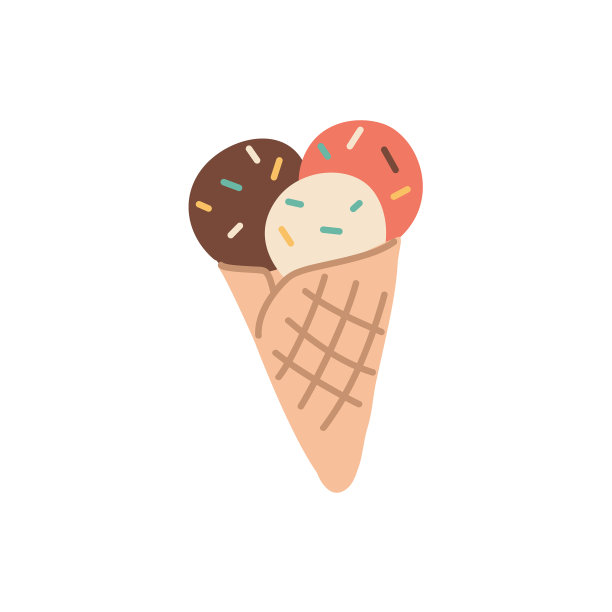 华夫蛋筒里的不同冰淇淋球图片下载