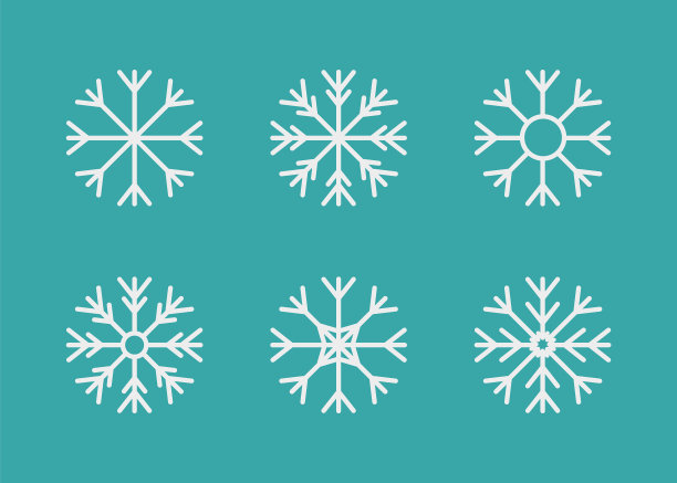 雪花冬天的图标设置了六个白色的雪花图片下载