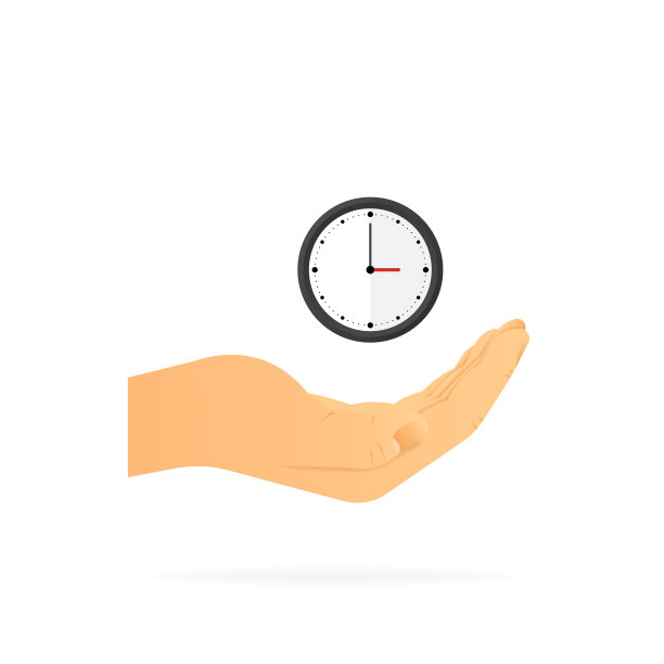手握时钟时间逼真手白图片下载