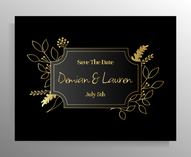 复古的婚礼邀请函设计。图片下载