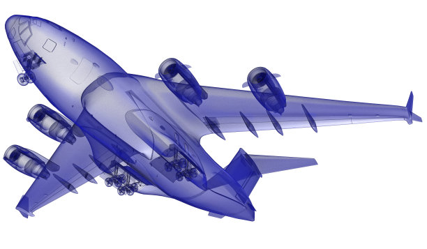 军用飞机在白色背景上的透明3D渲染图片下载
