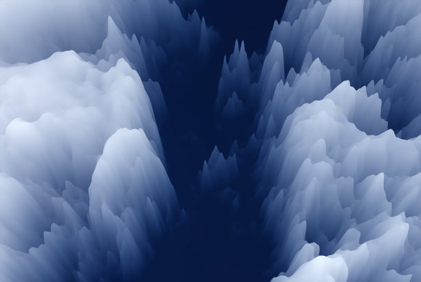 未来主义冰山的世界。抽象的冰冻星球景观。山脉，冰川，抽象的自然。三维演示图片下载