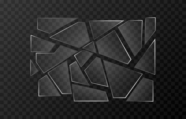 矢量玻璃碎片上孤立的透明背景。破碎的玻璃碎片。裂缝，玻璃碎片。图片下载