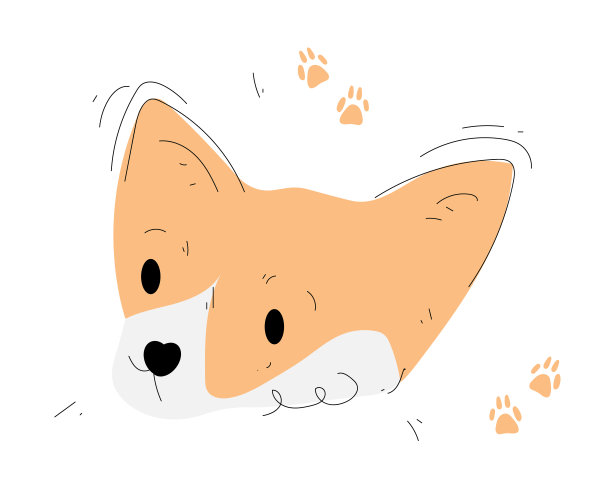 手绘柯基插图涂鸦风格图片下载