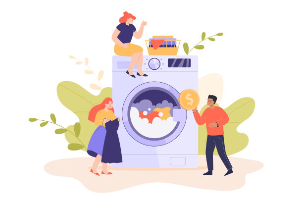 小人在巨大的洗衣机里洗衣服图片下载