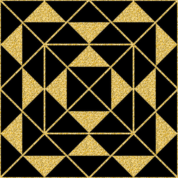 金色三角形几何装饰，黑金无缝图案闪亮设计图片下载
