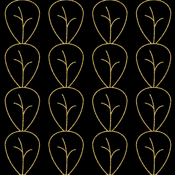 金色的叶子，无缝图案黑色金色闪烁闪亮的背景图片下载