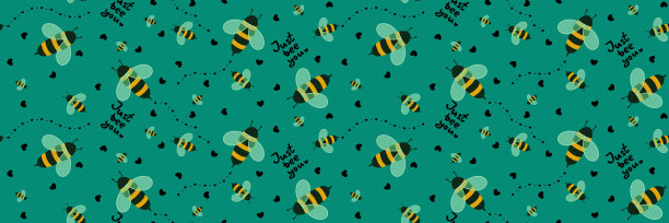 夏季蜜蜂无缝图案的孩子和面料和配件图片下载