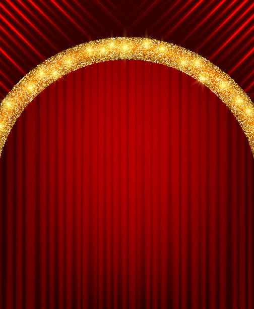 矢量插图红色幕墙背景与闪光的线条和闪光拱门图片下载