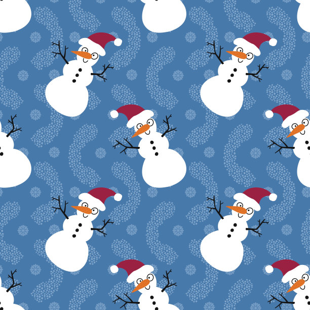 冬季印花与雪人和雪花图片下载