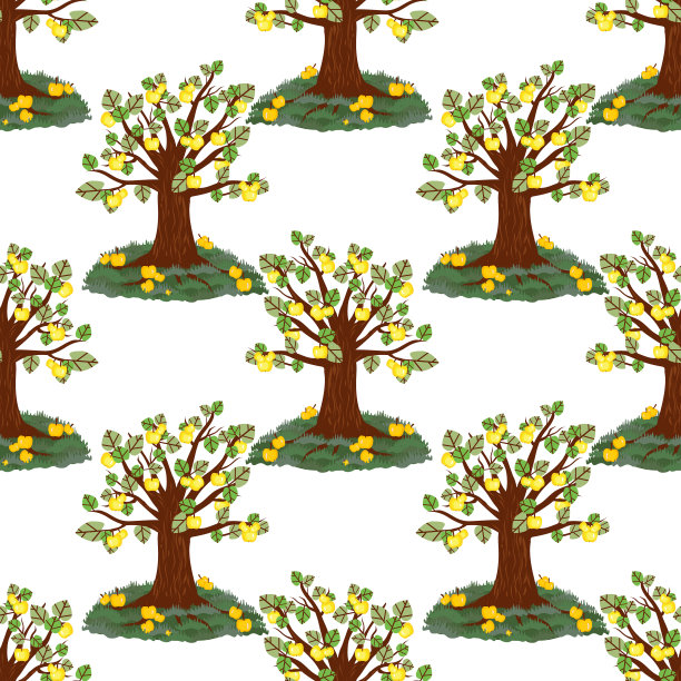 矢量苹果树无缝模式。图片下载