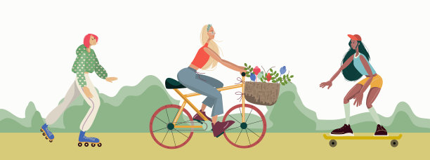 假日在公园与人插图图片下载