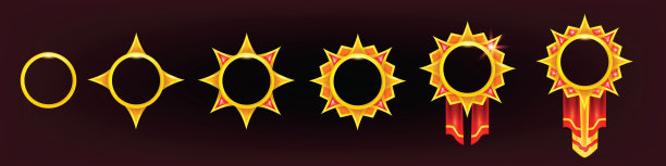 游戏框架UI黄金边框套装，幻想中世纪RPG排名头像圈工具包，装饰物品。图片下载