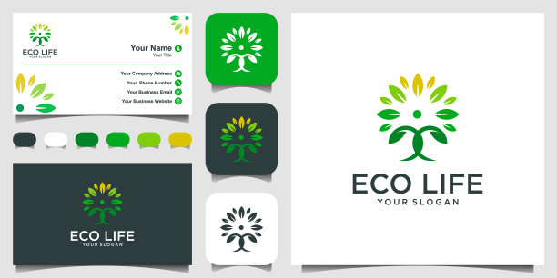 人树矢量标志设计灵感。图片下载