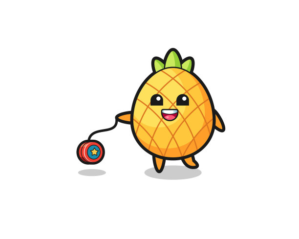 可爱的菠萝玩溜溜球的卡通图片下载