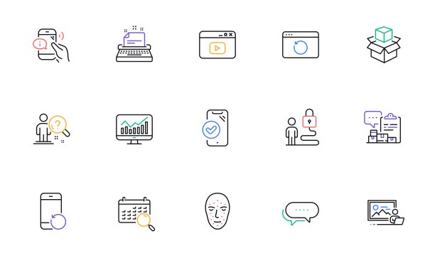 照相馆，包装盒和回收互联网线图标的网站，印刷。为设计。向量图片下载