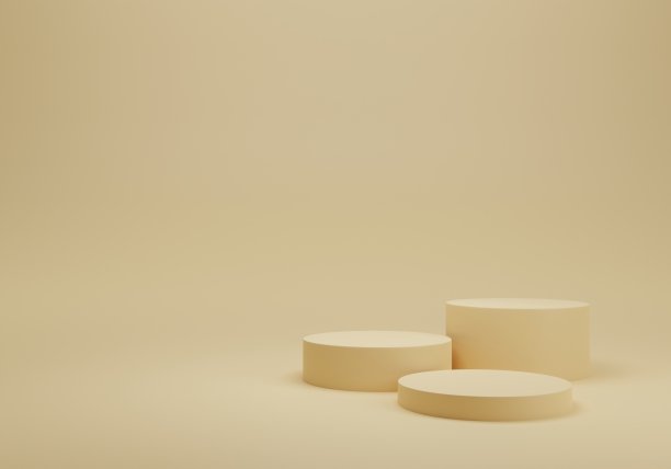 抽象的3D房间与写实粉彩圆柱基座基座套。展示的舞台。产品展示的最小场景。3 d渲染插图。图片下载