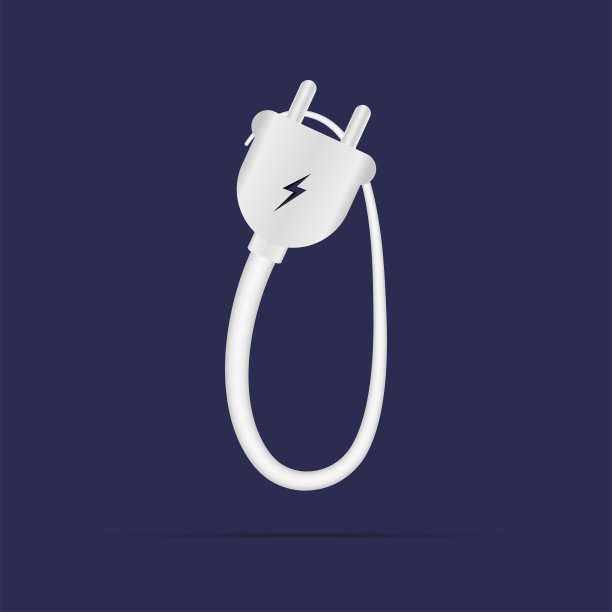 我字母标志电源插头。İsolated矢量字体用于电源设计，应用标志，能源标识，充电东西等。图片下载