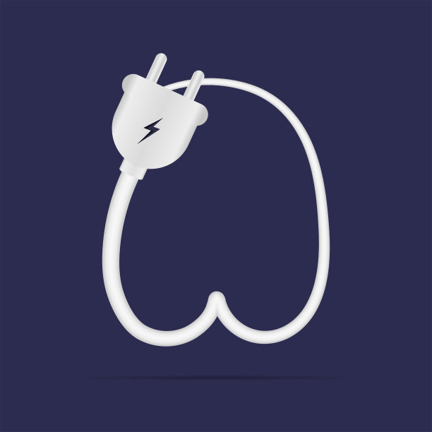 N字母标志电源插头。İsolated矢量字体用于电源设计，应用标志，能源标识，充电东西等。图片下载