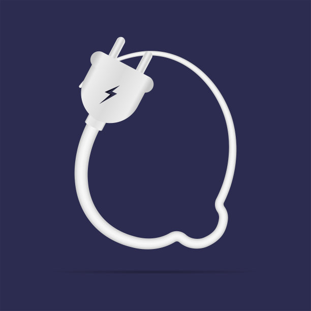 Q字母标志电源插头。İsolated矢量字体用于电源设计，应用标志，能源标识，充电东西等。图片下载