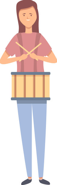 女孩打鼓图标卡通音乐学校图片下载