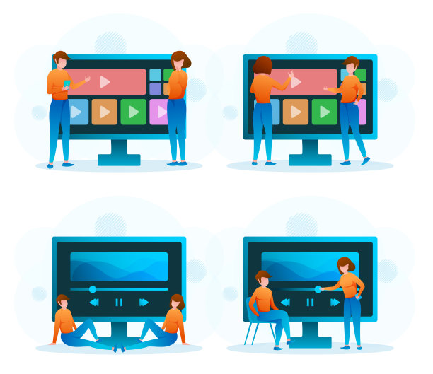 女人查看视频和音乐在线蒸和教程从频道或博客的博主和Vlogger图片下载