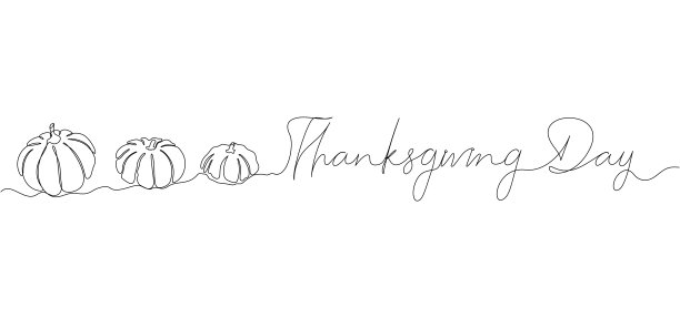 感恩节用南瓜连续画一条线作背景。矢量插图设计海报，横幅，传单。图片下载