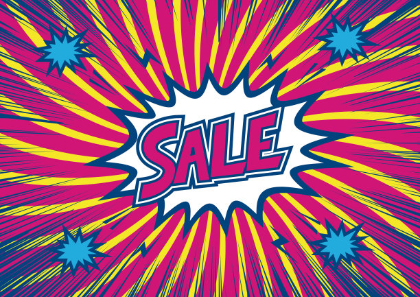 アメコミ素材SALE illustration halftone dot versus comic. Comics book template background. Pop art colorful backdrop.图片下载