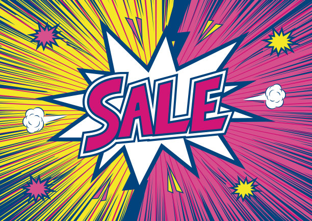 美国漫画书风格销售模板流行艺术风格插图。漫画。图片下载