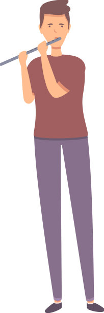 男孩长笛演奏图标卡通音乐学校图片下载