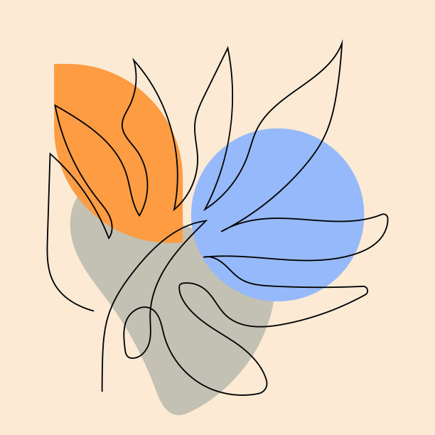 叶子线条标志设计，背景图标艺术品艺术品颜色粉彩图片下载