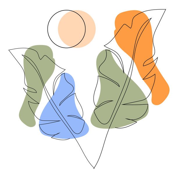 叶子线条标志设计，背景图标艺术品艺术品颜色粉彩图片下载