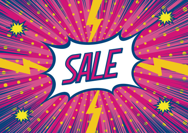 アメコミ素材SALE illustration halftone dot versus comic. Comics book template background. Pop art colorful backdrop.图片下载