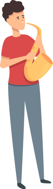 男孩演奏萨克斯管图标卡通音乐图片下载