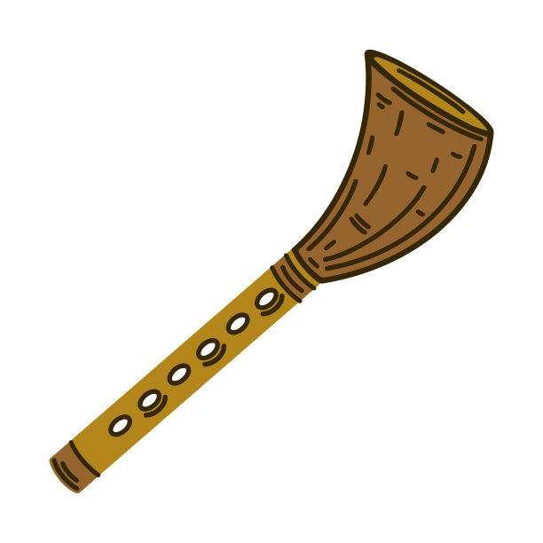 长笛扎莱卡矢量图标。木制乐器。白人背景下的斯拉夫生活。传统的俄罗斯工具的古典，民间旋律。平面卡通剪贴画的网页，标志，应用程序图片下载