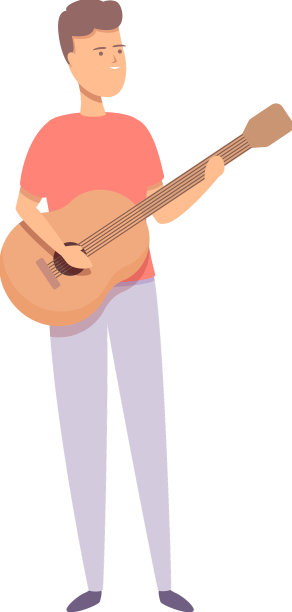可爱的吉他演奏图标卡通音乐学校图片下载