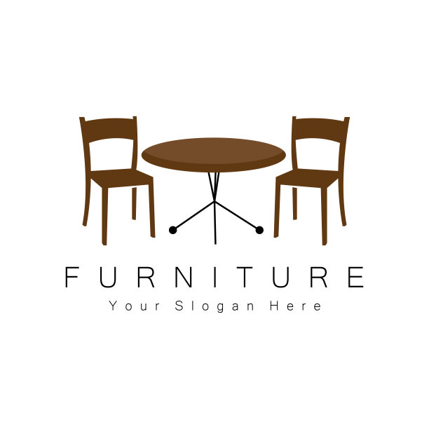 家具标志设计，家庭家具插图桌子图标，椅子，橱柜，灯图片下载