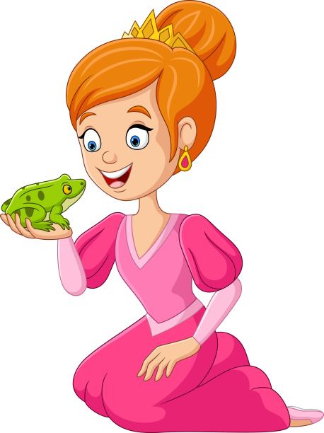卡通公主和青蛙在她的手中图片下载